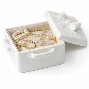 Celebrate It White Ceramic Jewelry Box & Vanity Storage Container | NWT